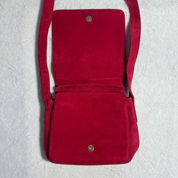 Vintage Red Suede Shoulder Bag, Made in Italy by Donna Karan New York - Picture 3 of 9